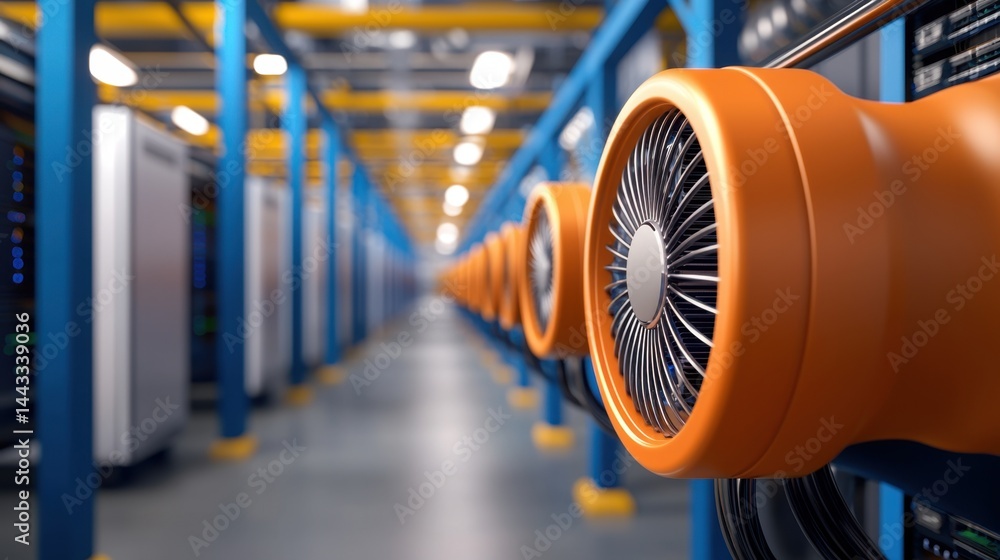 Poster rare earth electronics concept, futuristic data center cooling systems with enhanced performance for