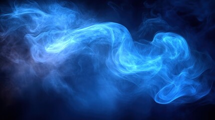 Obraz premium Abstract blue smoke swirls against dark background