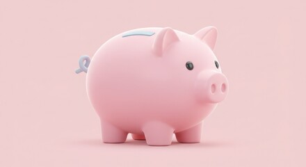 Well illustrated image. Pink piggy bank on pastel background