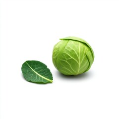 Obraz premium Cabbage and leaf isolated on white background