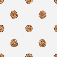 Warm autumn watercolor pattern featuring pinecones for textile and wrapping design