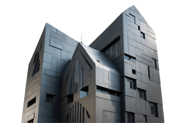 Architectural Marvel, A Stealth-Styled City Hall with Angular Surfaces Showcasing Modern Urban Design and Futuristic Aesthetic Appeal