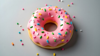 Colorful Donut with Sprinkles Celebrating National Doughnut Day Against a Gray Background




