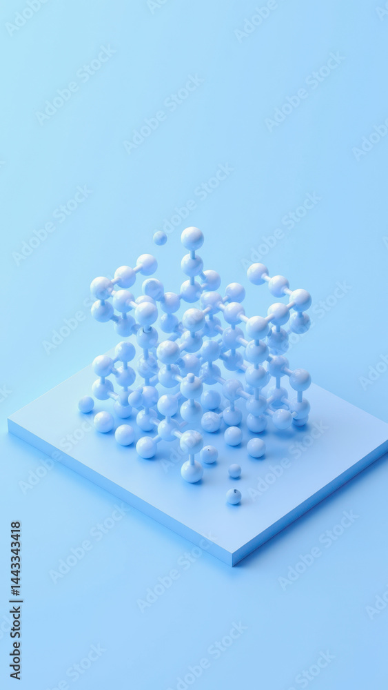 Aufkleber digital illustration of a cluster of atoms on a molecular model base with gradient background.