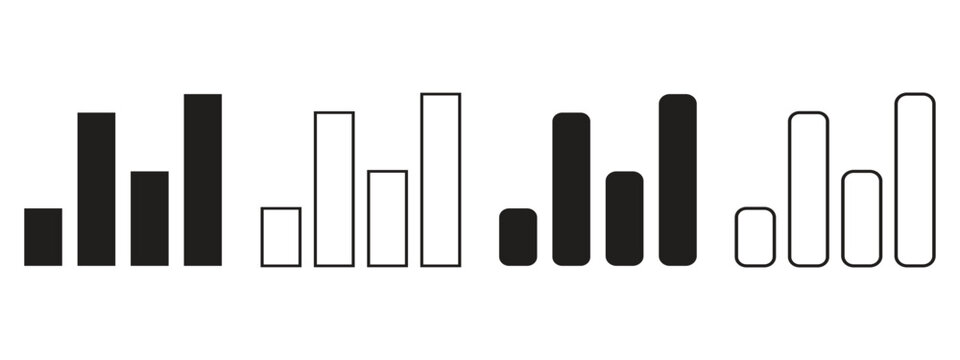 Collection of Bar Graphs icon vector on white background