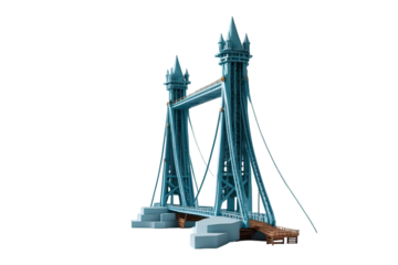 Artistic Depiction of a Hybrid Bridge Tower, A Unique Architectural Concept Featuring Intricate Details and Isolated Placement, a Testament to Creative Vision