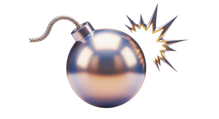 Isolated Bomb with Burning Fuse and Explosion Effect © Nicolas