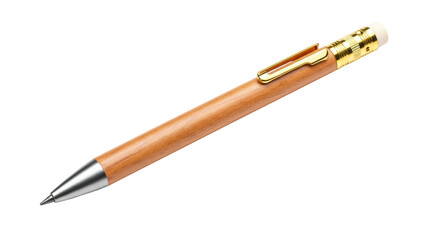 Isolated Wooden Mechanical Pencil with Metal Tip