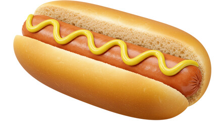 Isolated Classic Hot Dog with Yellow Mustard Swirl