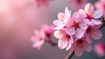 Delicate pink cherry blossoms, full bloom, soft petals , bloom, elegant, cherry