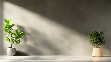 Minimalist interior design with houseplants