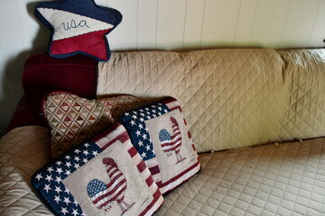 Fototapeta premium Patriotic Pillows on a Couch