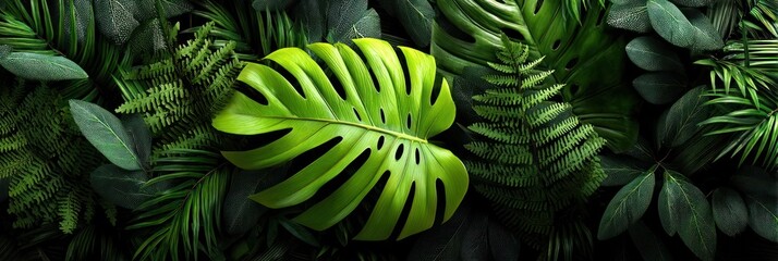 Lush green tropical leaves