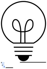 Large light bulb outline above a small paper symbol, representing ideas, innovation, and documentation. Ideal for innovation, creativity, strategy, education, planning startup simple landing page