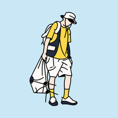 Characters of a hiker. Adventure tourism, travel and discovery flat vector illustration. Outdoor activities (01)
