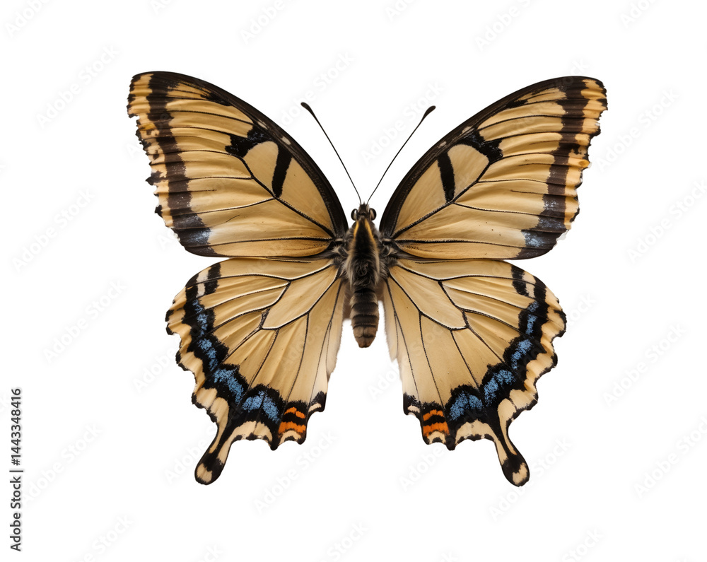 Poster captivating close-up of a comma butterfly with uniquely ragged wing edges, revealing intricate patte