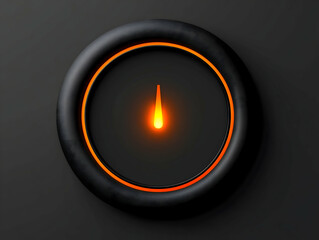 Circular gauge with a needle emitting a warm orange glow on a dark background