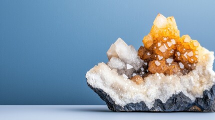 Rare Earth Elements Concept, High Resolution Image of Natural Crystalline Mineral Displaying Vibrant Colors Against Smooth Background