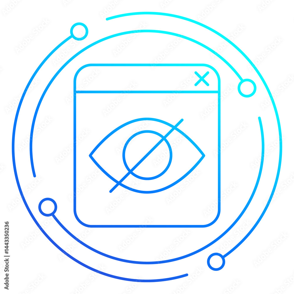 Poster hidden content line icon for web