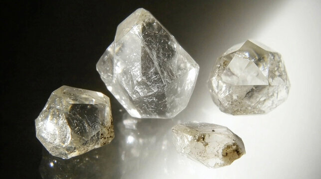 Preciosas pedras de diamante bruto.