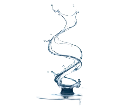 Captivating frozen motion, A stunning water spiral twists and ascends in time, its dynamic splashes suspended mid air showcasing liquid in perpetual fluidity
