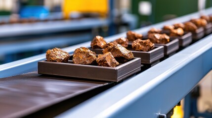 Fototapeta premium Rare Earth Industrial Concept, Efficient Conveyor Belt System for Transporting Rare Earth Materials in an Industrial Setting