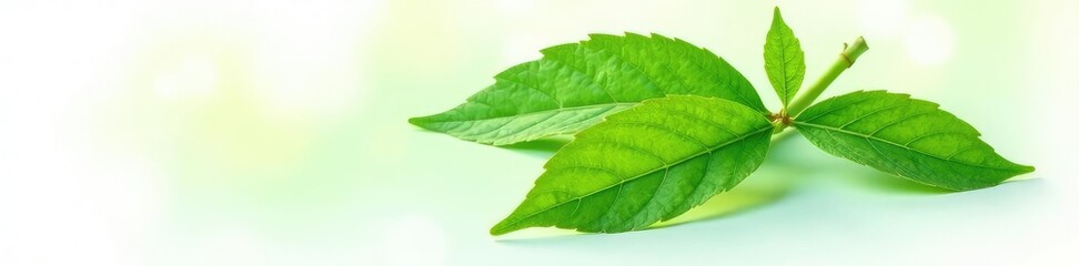 Obraz premium Green leaf isolated on white background with subtle texture, organic, green, leaf