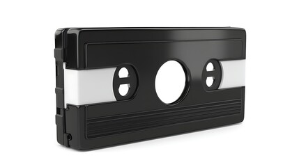 Obraz premium Classic audio cassette tape against white backdrop