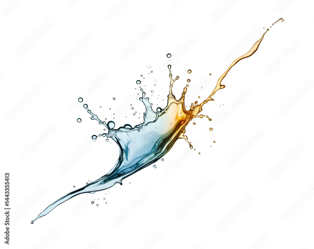 Poster captivating splash art showcasing the dynamic interaction of contrasting color, creating a visually 