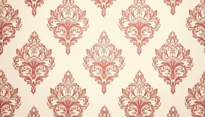 Fototapeta premium Intricate floral damask pattern, muted rose and cream tones , texture, fabric, deco