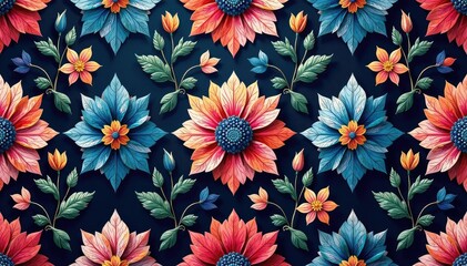 Fototapeta premium Intricate floral damask, repeating seamlessly , background image, scroll