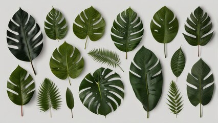 set of green leaves