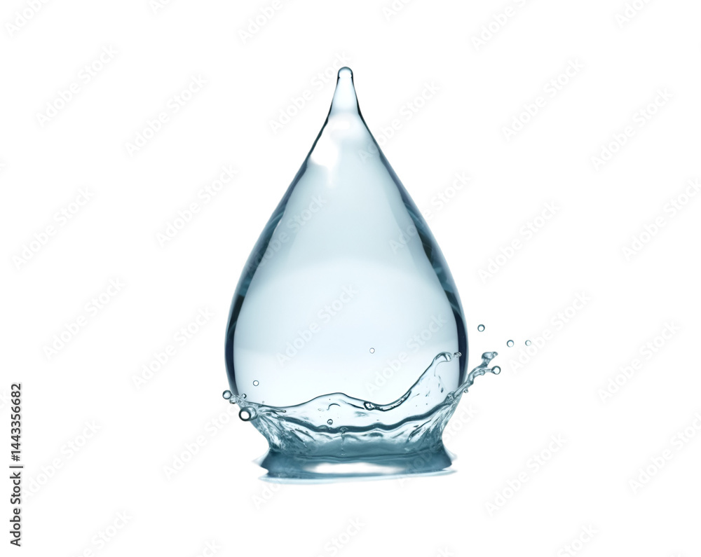 Poster captivating teardrop form of water with intricate splash detail, isolated against a clean and simple