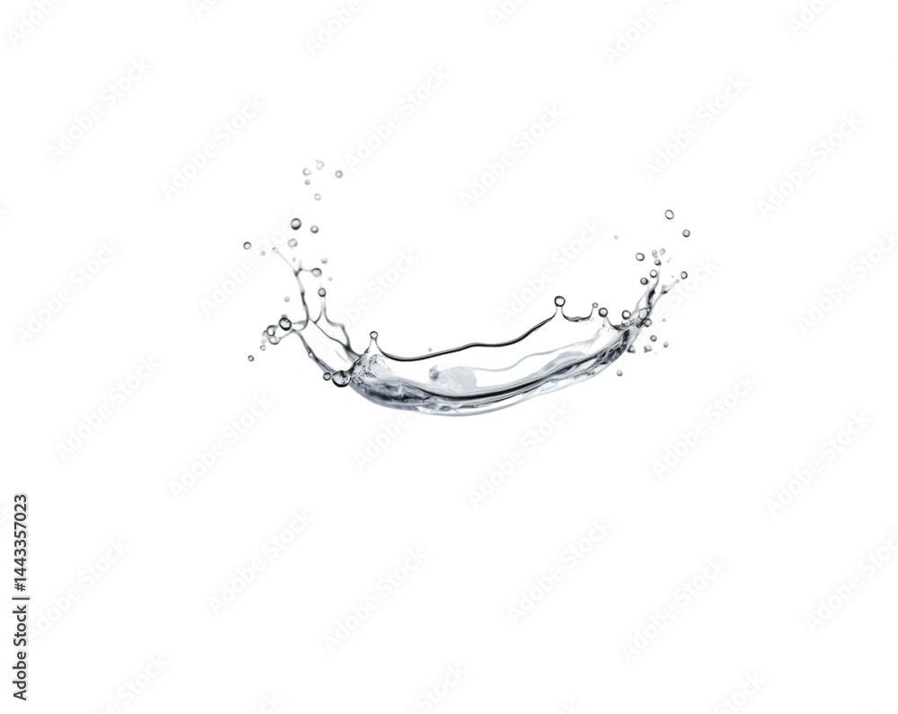 Poster captivating translucent water splash with dynamic droplets isolated against a plain setting, creatin