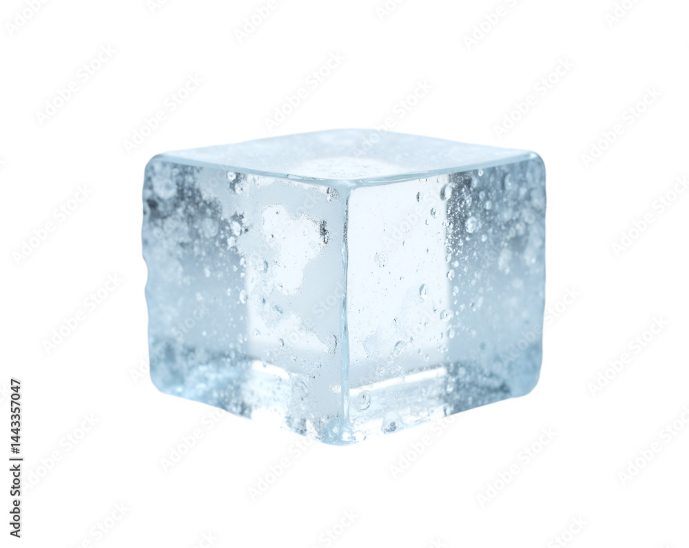 Poster captivating transparent cube, a mesmerizing display of light and clarity in a crystalline block floa