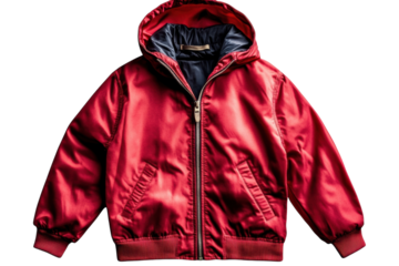 Stylish Red Hooded Jacket perfect for Fall Rich crimson fabric zipper closure and comfortable on transparent background