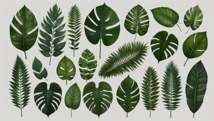 set of green leaves