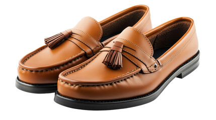 Fototapeta premium Pair of Leather Tassel Loafers, cut out transparent