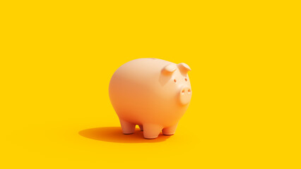 Piggy Bank Finance Savings Yellow Background Vivid Flesh Tones 3d Illustration