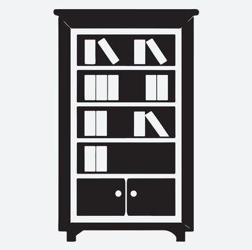black bookshelf with books clip art preview