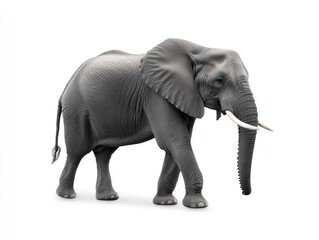 Obraz premium African elephant, side view, against white background