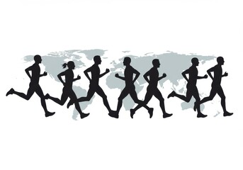 Fototapeta premium Runners silhouette group isolate on white background