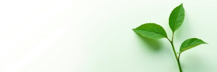 Fototapeta premium Large green plant on white background with shadows, single stem, green plant, nature