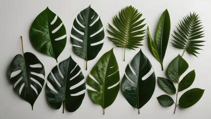 set of green leaves