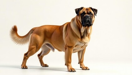 Obraz premium Majestic mastiff, powerful stance, white background, giant dog, purebred