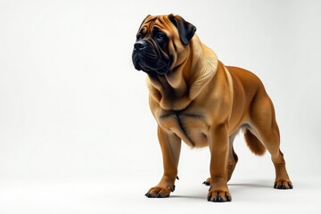 Obraz premium Majestic mastiff, powerful stance, white background, large, powerful dog