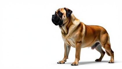 Obraz premium Majestic mastiff, powerful stance, white background, studio, headshot