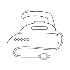 Iron. Contour image of electric appliance for ironing clothes. Coloring page for kids.