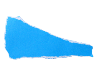 Pieces of torn or cut blue paper, design elements isolated on transparent background.