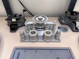 A vintage film sychonize mechanical on the tables.